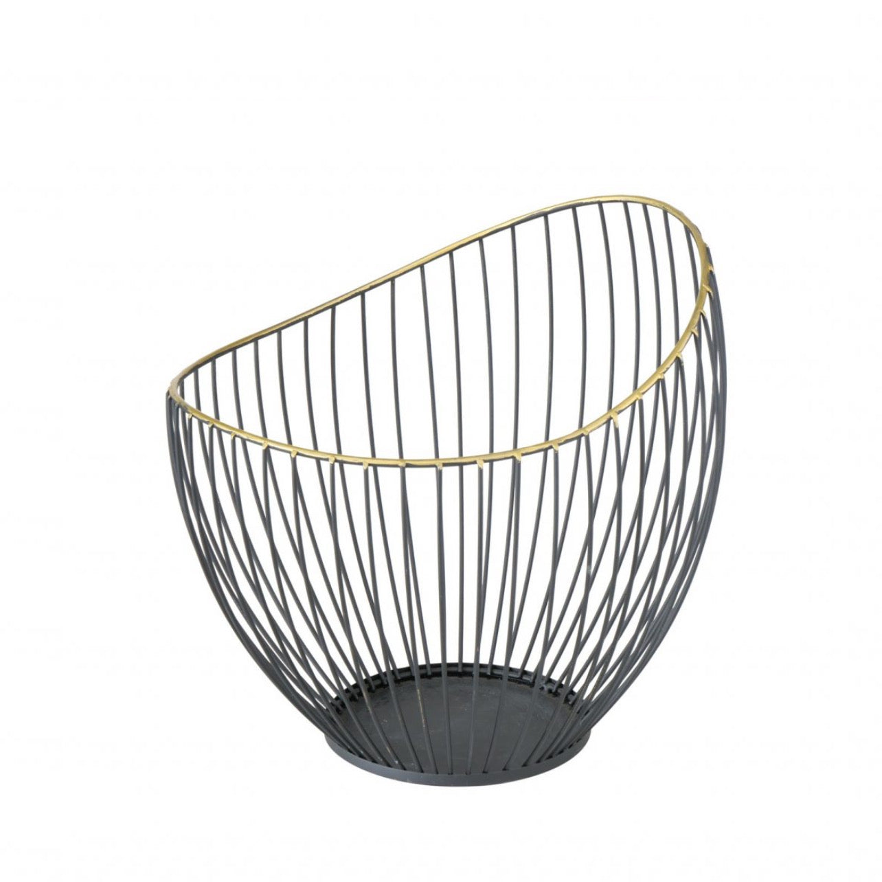 Fruitschaal – Opbergmand Wave Bowl – Zwart|Goud – M -Ø 22 x H18 cm