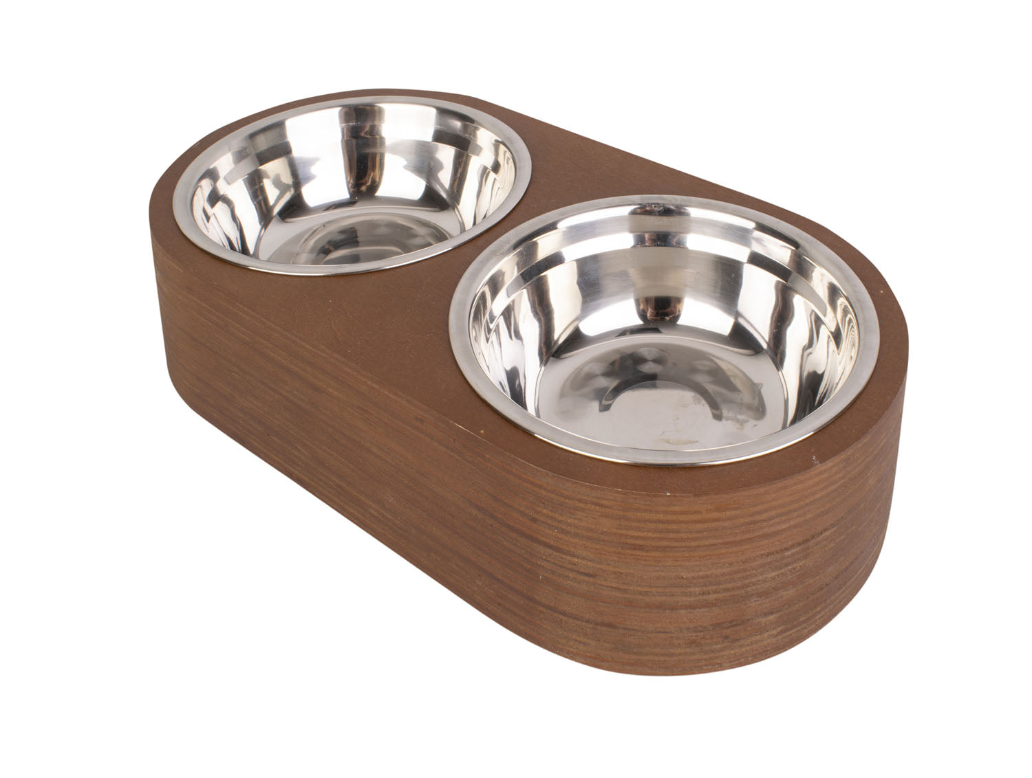 pt, - Voerbakjes Set Dinner Time - Large - Donker Hout - 18x7,8cm