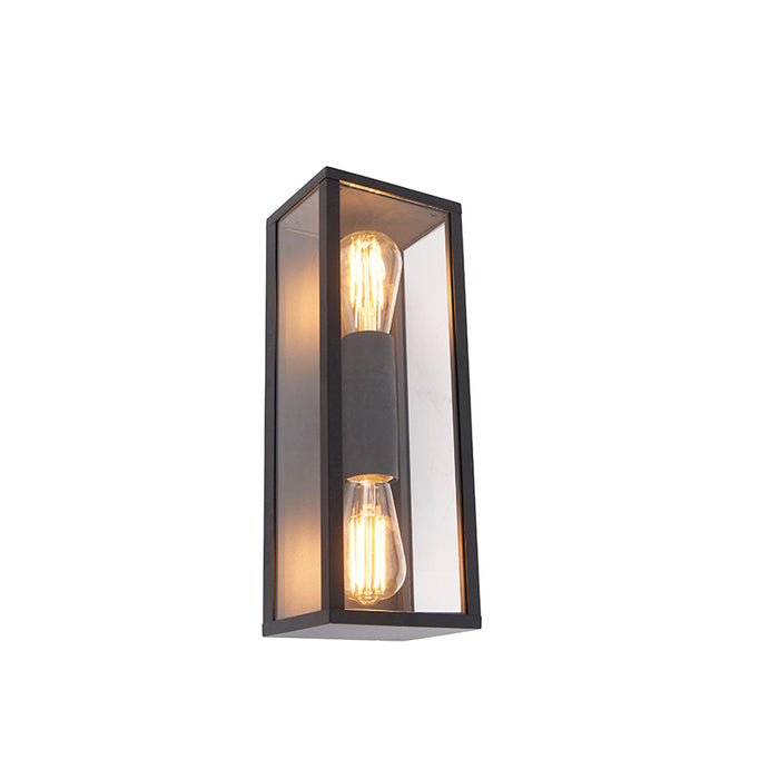 QAZQA Industriële wandlamp zwart 38 cm 2-lichts IP44 - Charlois