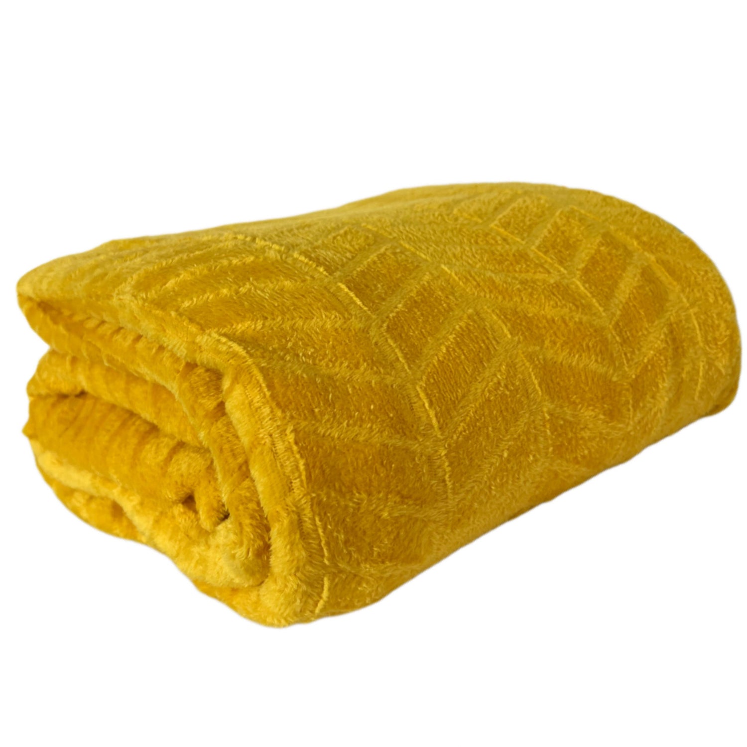 CASA DI ELTURO Flanellen fleece plaid Visgraat - Oker Geel - 180 x