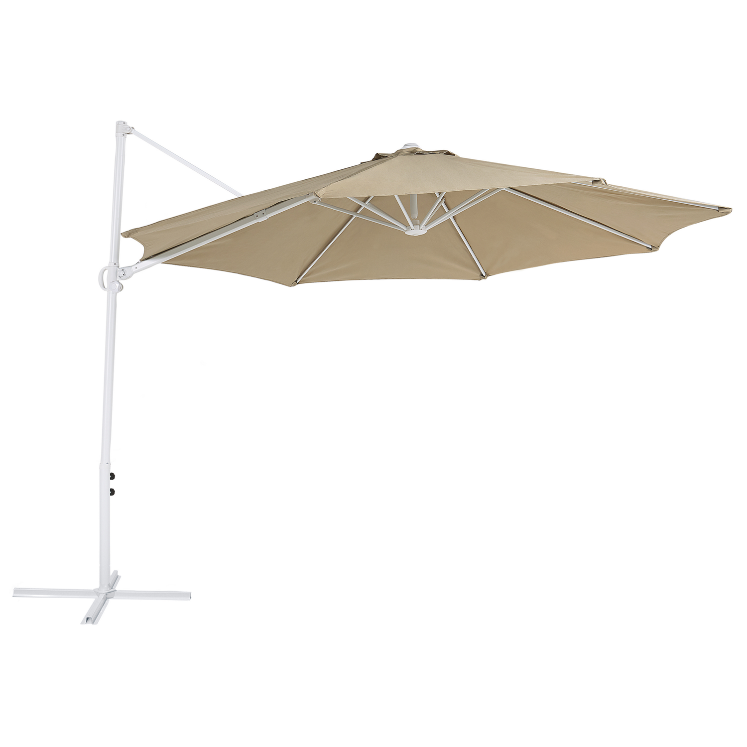 Beliani - SAVONA II - Zweefparasol - Taupe|Wit - Polyester