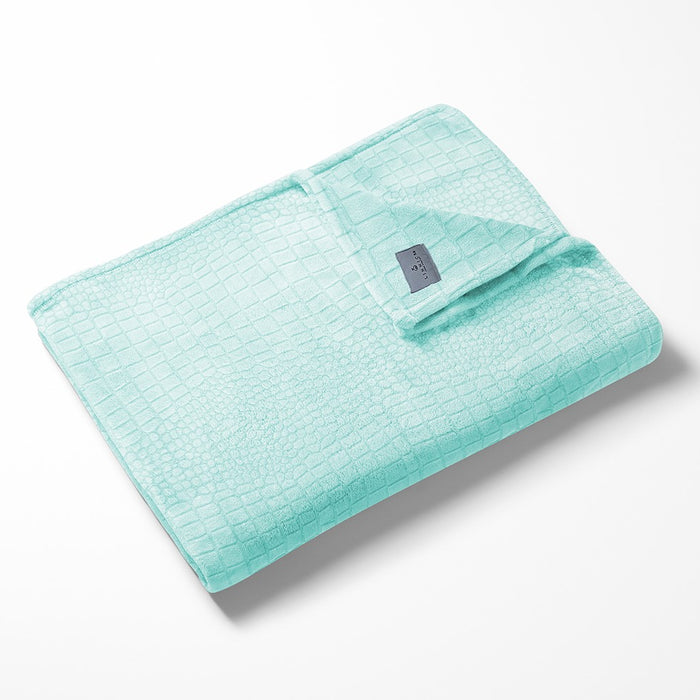 LINNICK Flanel Fleece Deken Croco - mint groen - 140x200cm