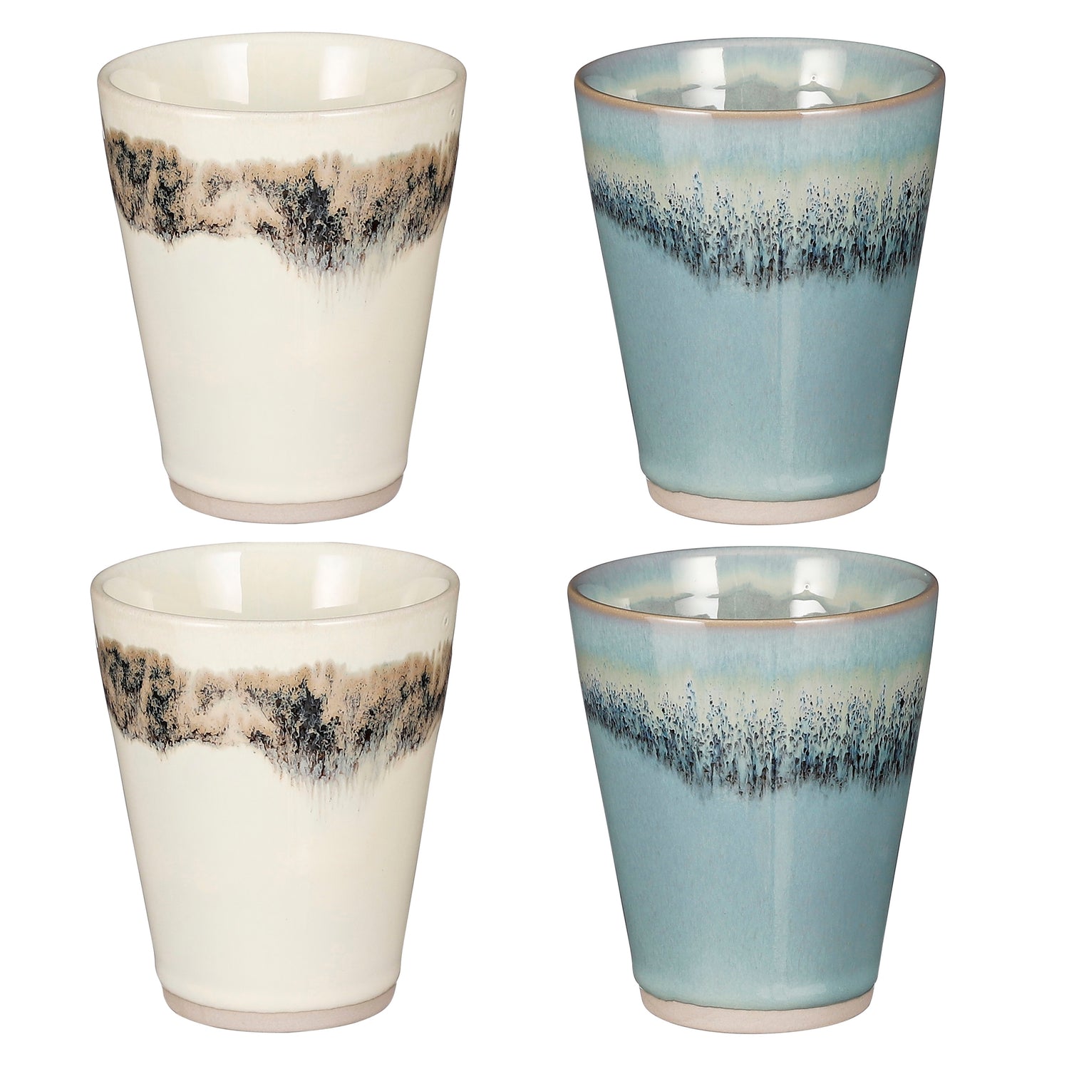 Mica Decorations Litty Beker - Set van 4 - Crème, Lichtblauw