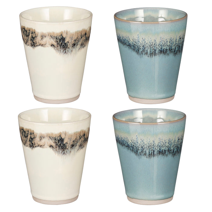 Mica Decorations Litty Beker - Set van 4 - Crème, Lichtblauw