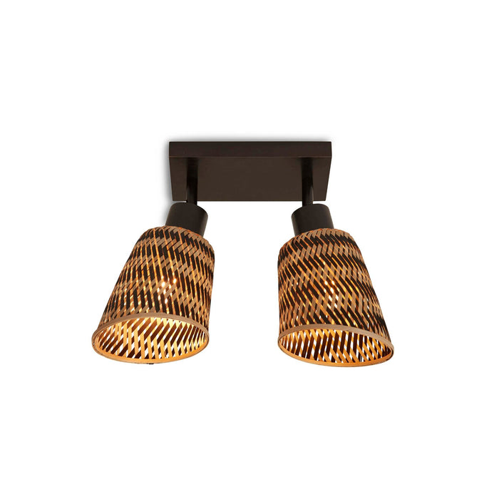 GOOD&MOJO Plafonniere Java - Bamboe Zwart|Naturel - 28x15x24cm
