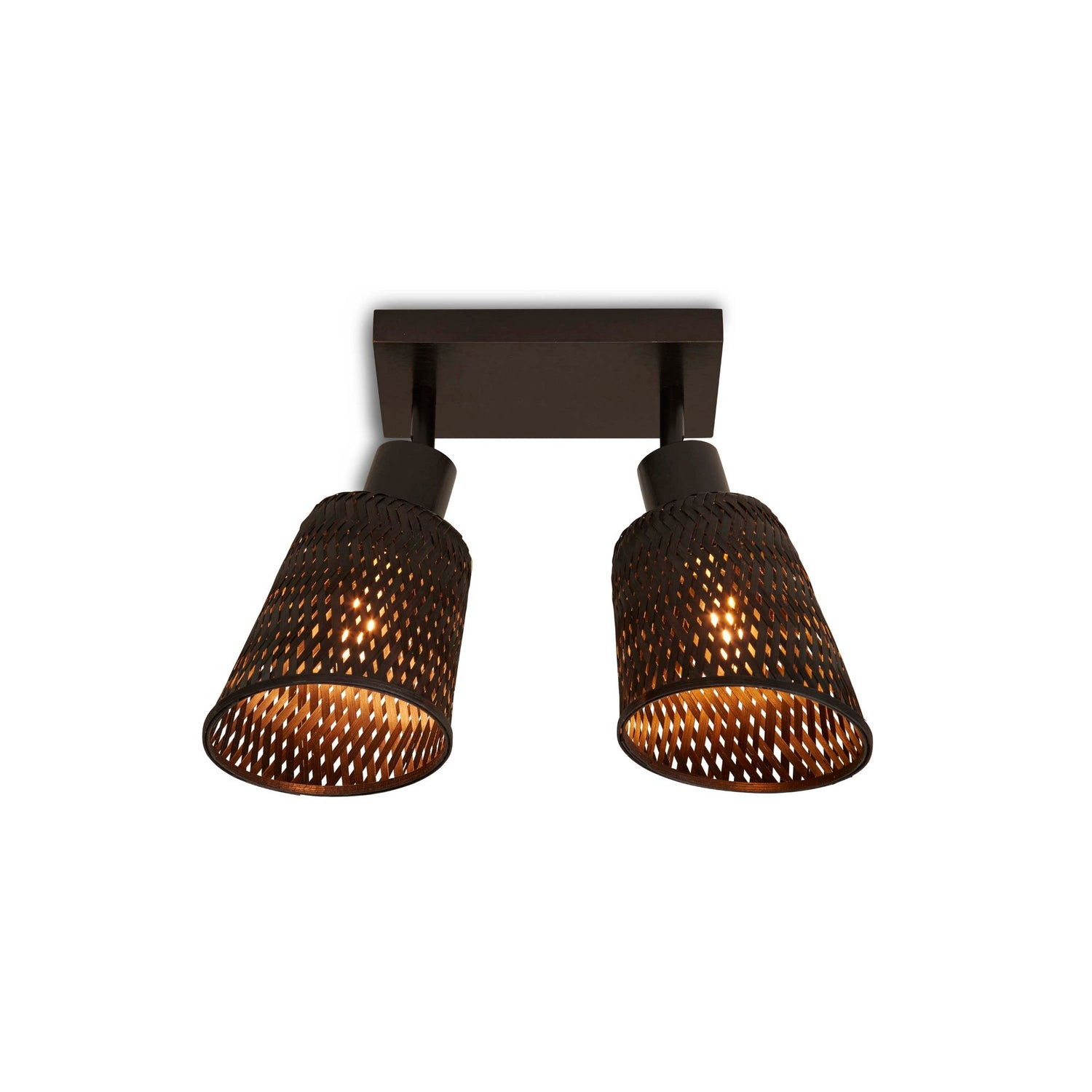 GOOD&MOJO Plafonniere Java - Bamboe Zwart - 28x15x24cm