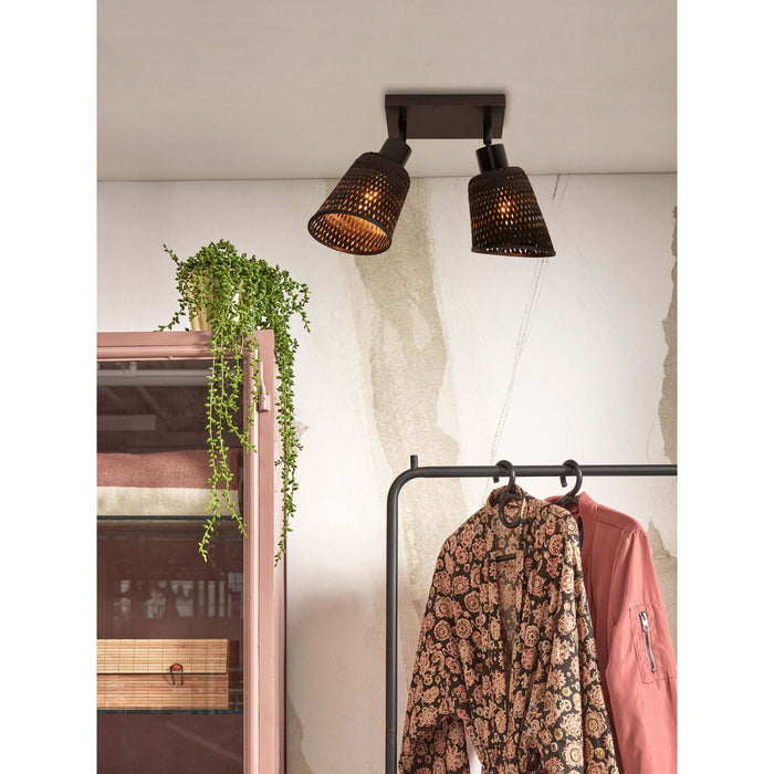 GOOD&MOJO Plafonniere Java - Bamboe Zwart - 28x15x24cm