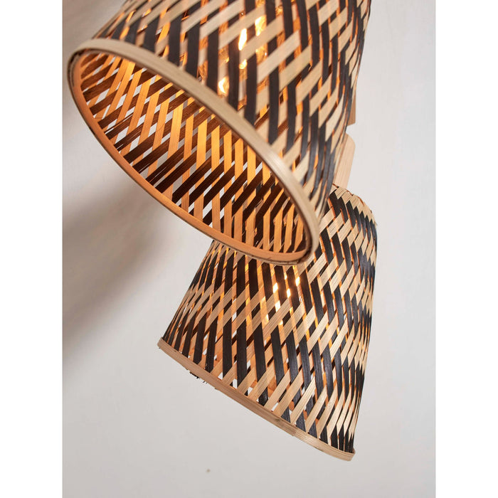 GOOD&MOJO Plafonniere Java - Bamboe Naturel|Zwart - 28x15x24cm