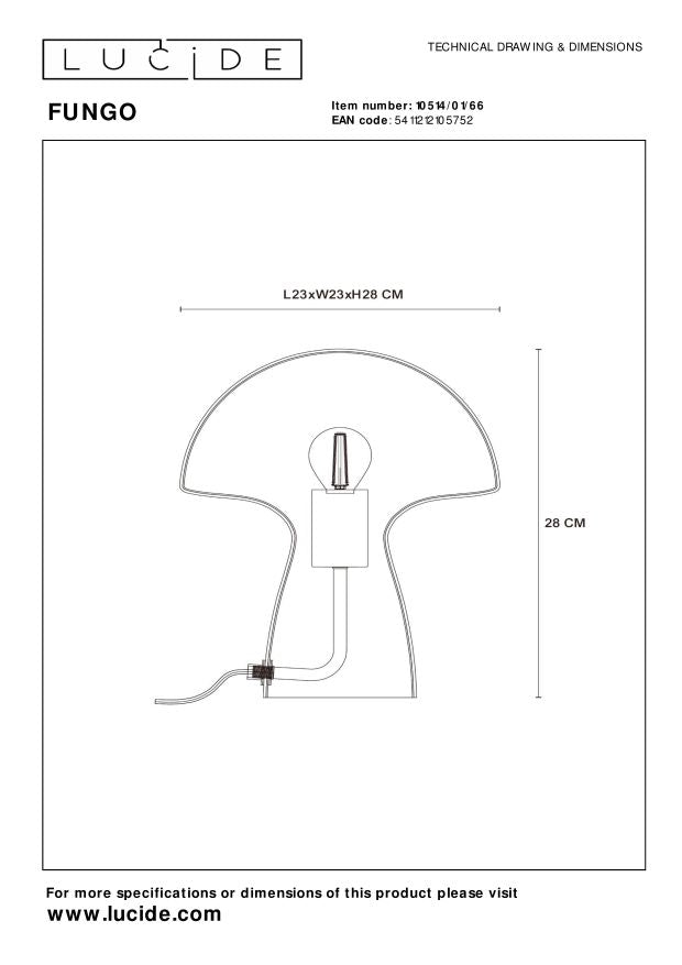 Lucide FUNGO Tafellamp - Roze