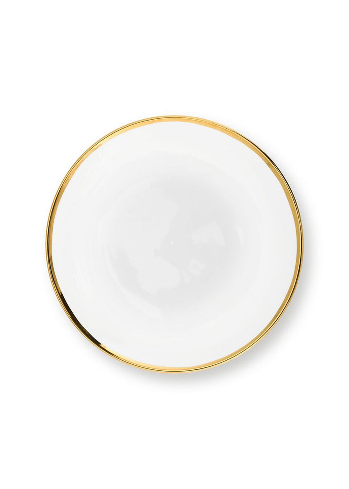 vtwonen Borden - Set van 2 - Wit|Goud - Porselein - Ø 25.5cm
