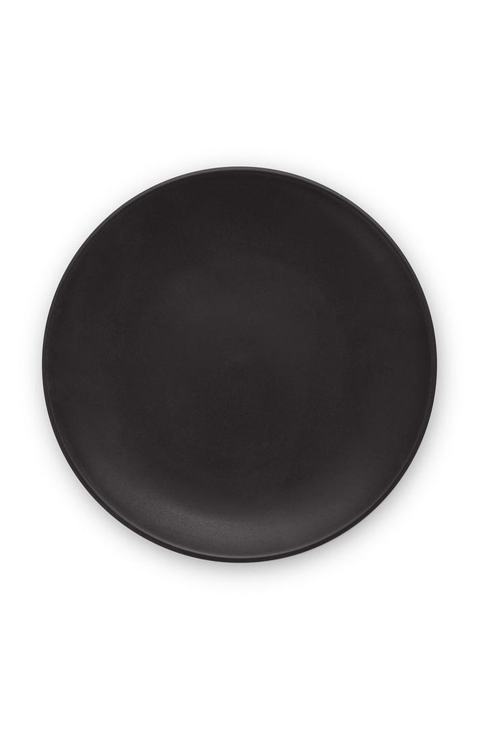 vtwonen Borden - Set van 6 - Mat Zwart - Porselein - Ø 15cm
