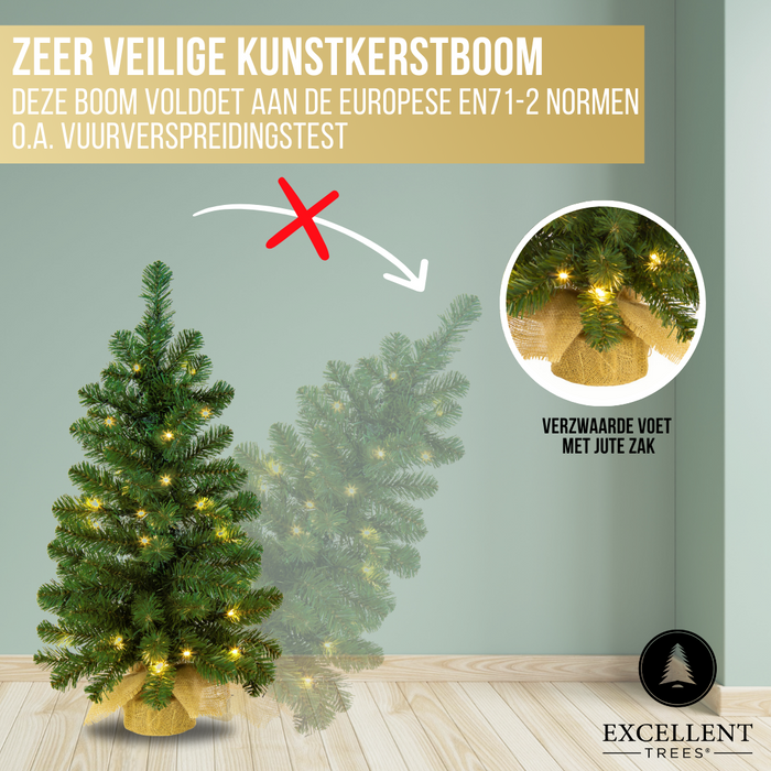 Excellent Trees® Jarbo Green 60 cm - Mini Kerstboom met 35 LED Lampen