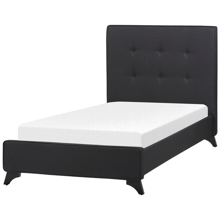 Beliani - AMBASSADOR - Eenpersoonsbed - Zwart - 90 x 200 cm - Chenille