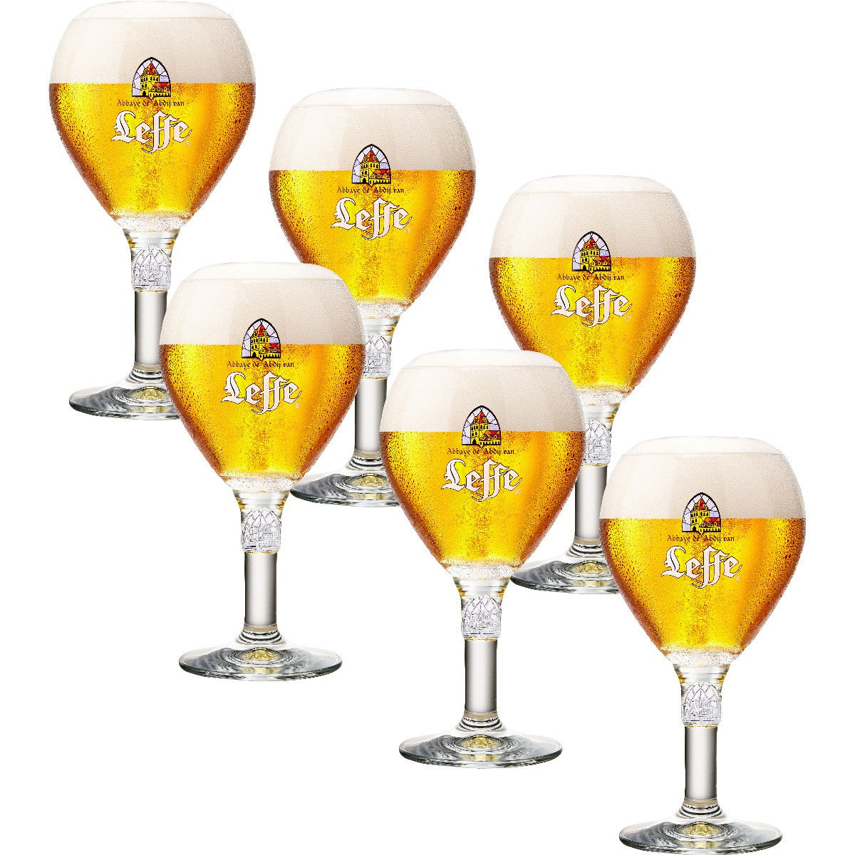 Leffe Bierglazen op Voet 33cl - 6 stuks - Bier Glas - Bolle Vorm