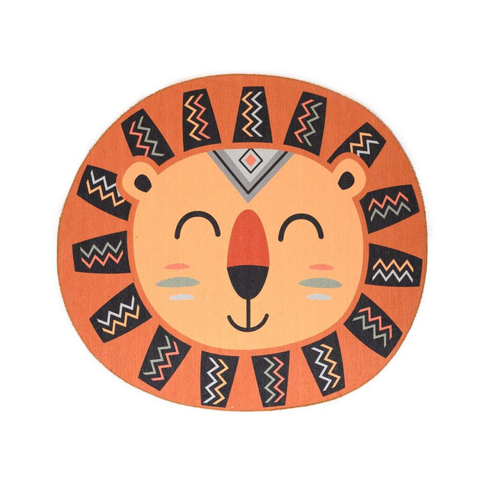 Amiah Vloerkleed leeuw kinderkamer - Wasbaar terra - 107x120 cm