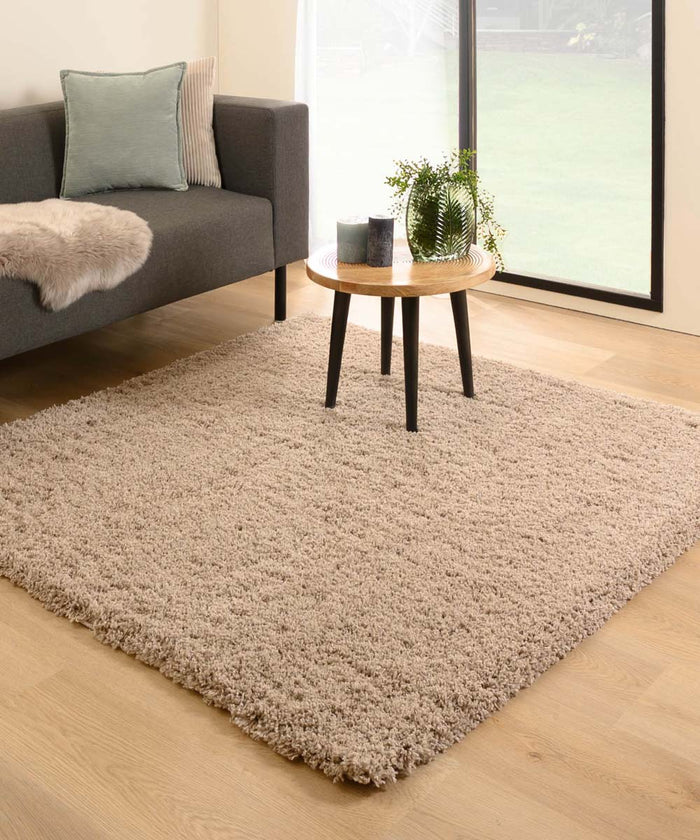 Tapeso Vierkant hoogpolig vloerkleed - Cozy Shaggy - beige - 300x300