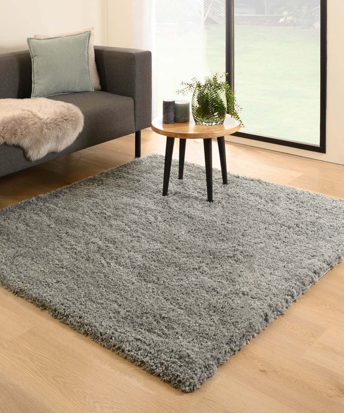 Tapeso Vierkant hoogpolig vloerkleed - Cozy Shaggy - grijs - 240x240