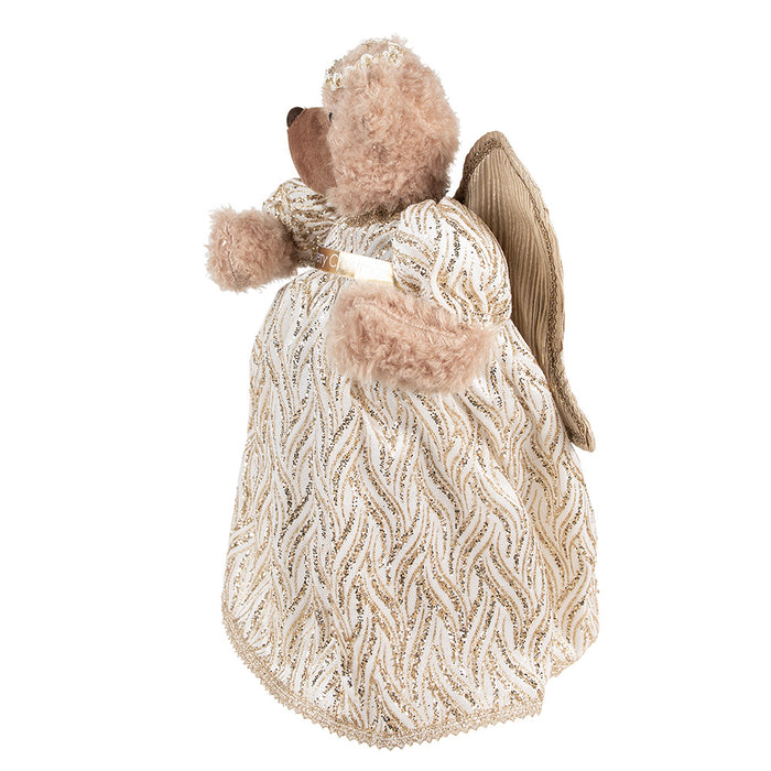 Clayre & Eef Kerstdecoratie Beer 40 cm Beige Goudkleurig Kunststof