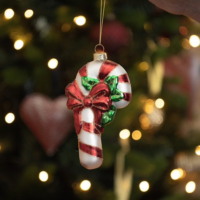 Clayre & Eef Kersthanger Zuurstok 13 cm Rood Wit Glas