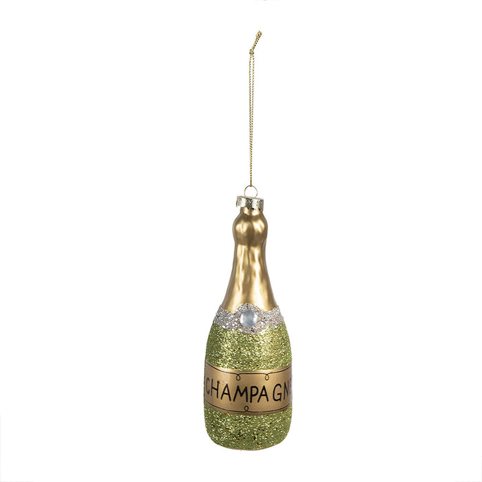 Clayre & Eef Kersthanger Fles 14 cm Groen Glas
