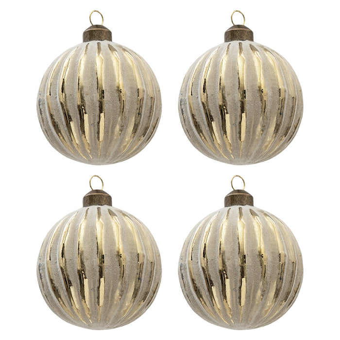 Clayre & Eef Kerstbal Set van 4  Ø 8 cm Goudkleurig Glas Rond