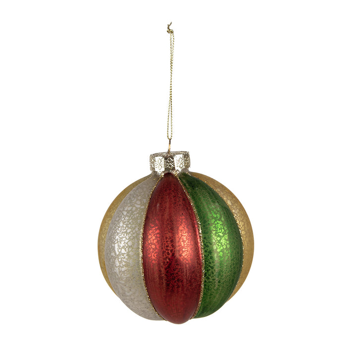 Clayre & Eef Kerstbal  Ø 10 cm Rood Groen Glas Kerstboomversiering