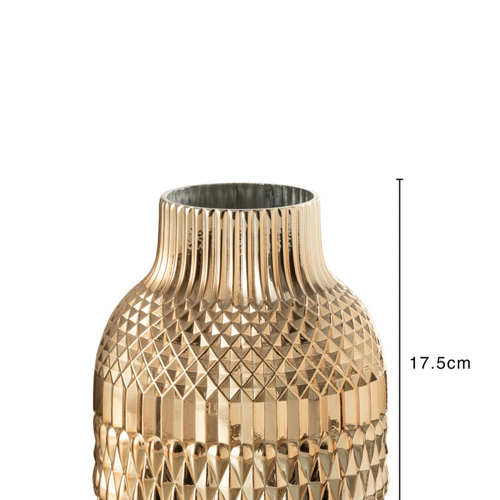 J-Line vaas Ari - glas - goud - small - 17.50 cm hoog