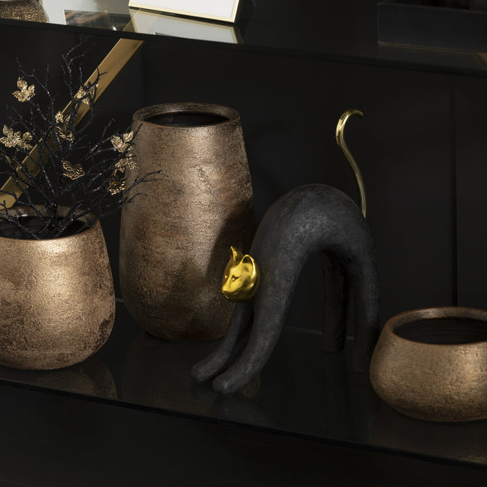 J-Line vaas Oneffen - keramiek - goud - small - Ø 12.4 cm