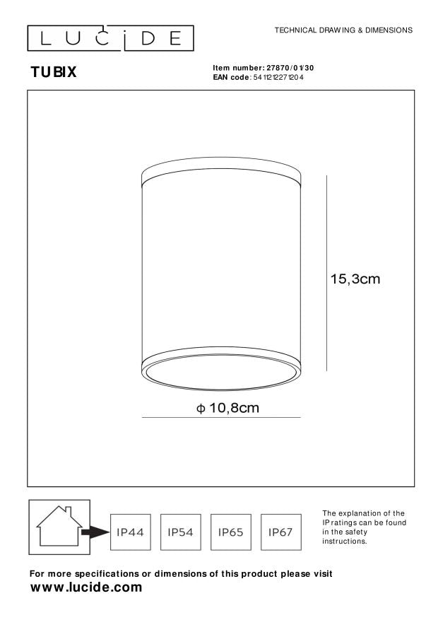 Lucide TUBIX Plafondspot - Antraciet