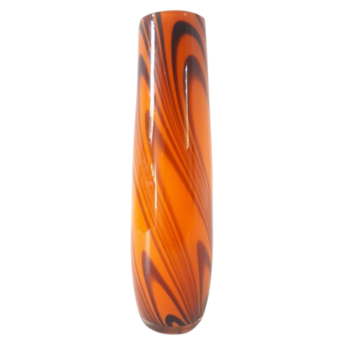 Reliving 70'S Vintage Vaas Oranje Glazen Retro Vaas