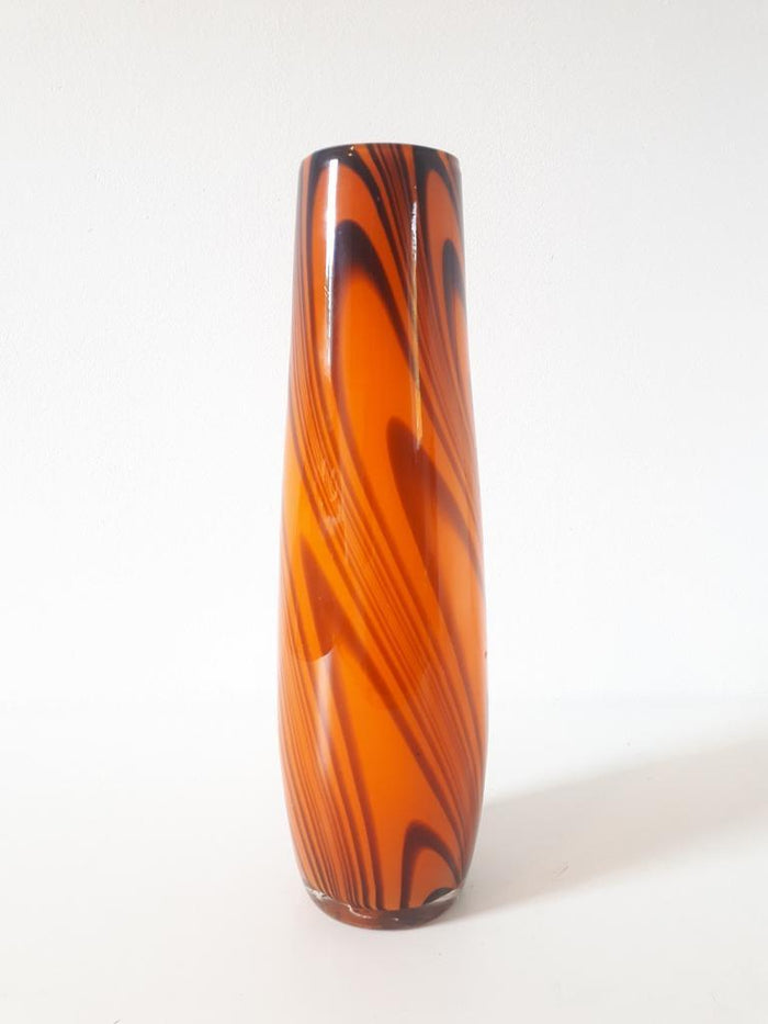 Reliving 70'S Vintage Vaas Oranje Glazen Retro Vaas