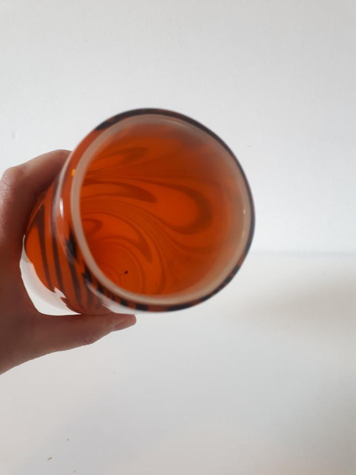 Reliving 70'S Vintage Vaas Oranje Glazen Retro Vaas