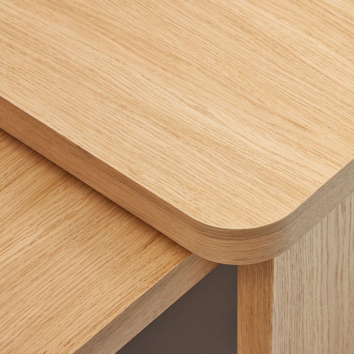 Kave Home - Oaq set van 2 salontafels in eiken fineer met natuurlijke