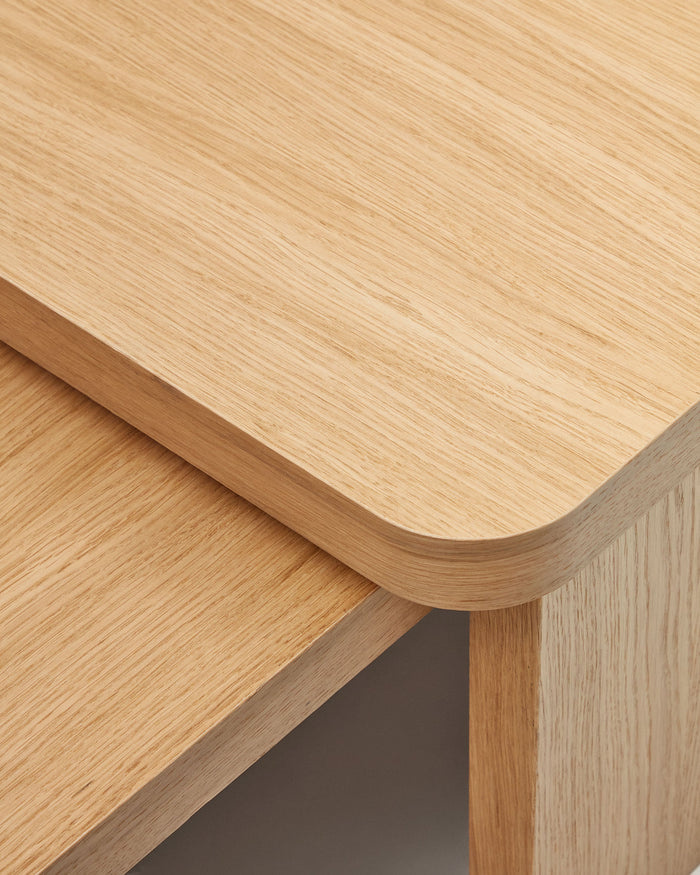 Kave Home - Oaq set van 2 salontafels in eiken fineer met natuurlijke