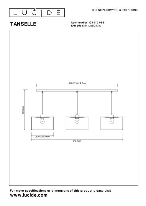 Lucide TANSELLE Hanglamp - Multicolor