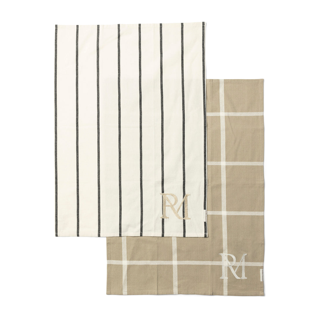 Riviera Maison Theedoek beige, Keukendoek - RM Stripes set van 2