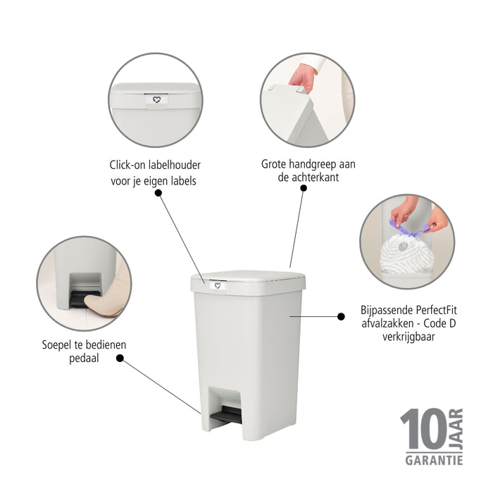 Brabantia StepUp Pedaalemmer - 16 L - Light Grey