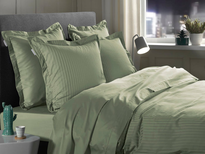 Heckett Lane Dekbedovertrek Katoen Satijn Banda - mineral green