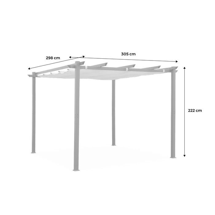 sweeek - Pergola, aluminium, 3x3m, met uitschuifbaar zonnescherm