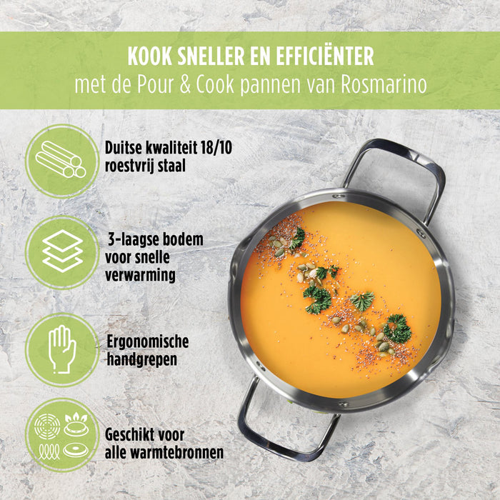 Rosmarino Pour & Cook 8-delige Pannenset