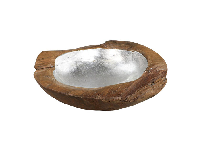 Fruitschaal small - ø30x6 - Naturel|grijs - Teak|aluminium