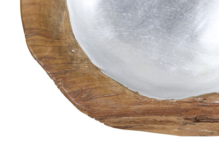 Fruitschaal small - ø30x6 - Naturel|grijs - Teak|aluminium