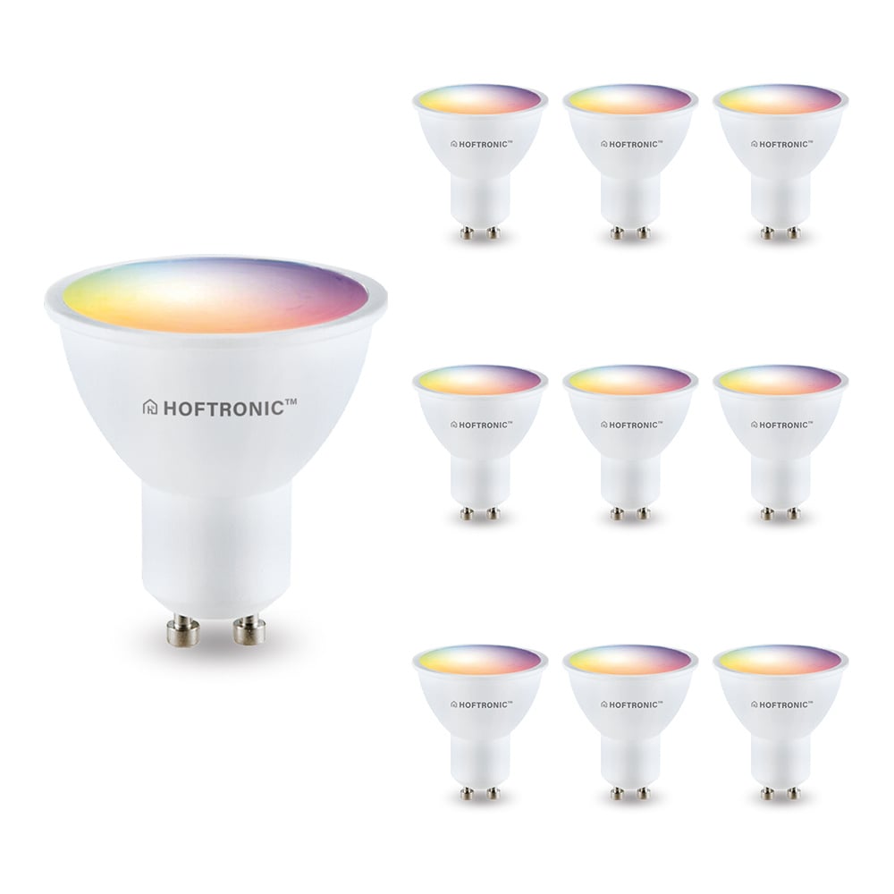 HOFTRONIC 10x GU10 Smart LED lamp 120° WiFi + Bluetooth RGBWW