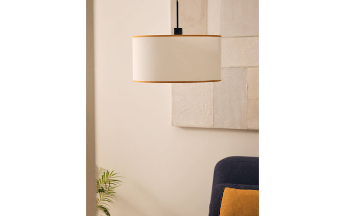 Kave Home - Binisalem lampenkap in wit en mosterd, Ø 40 cm