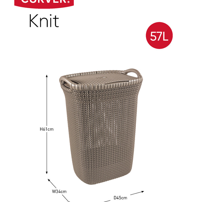 Curver Knit Wasmand met deksel - 57 l - set van 2 - Bruin