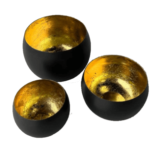Rootsmann Theelichthouders Rond | Zwart-Goud