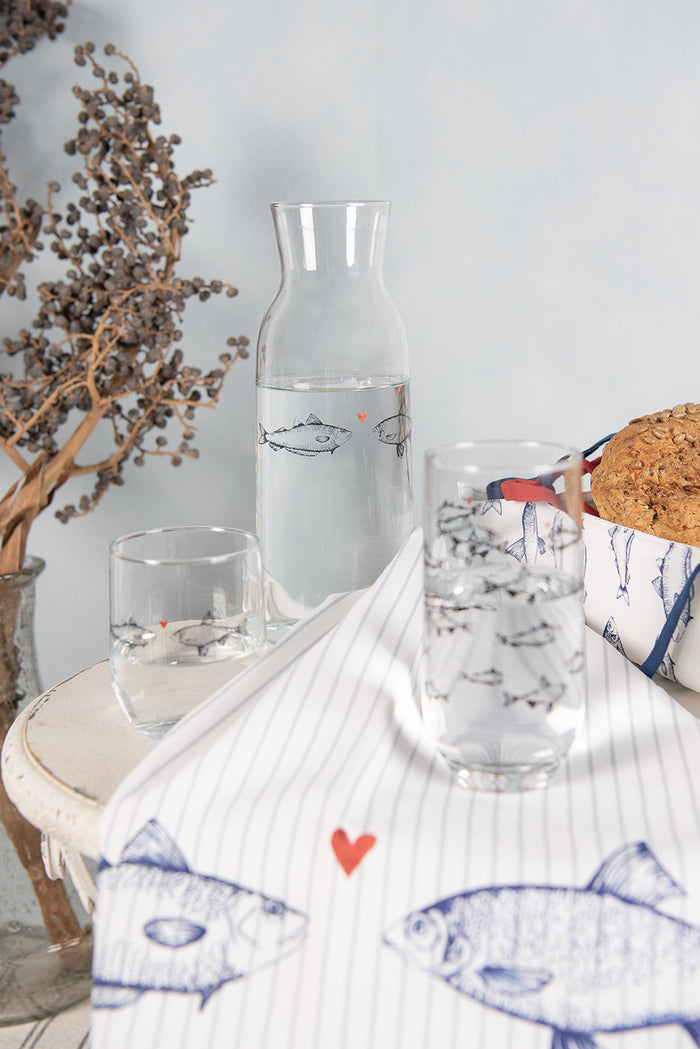 Clayre & Eef Karaf  1000 ml Transparant Glas Vissen Waterkan