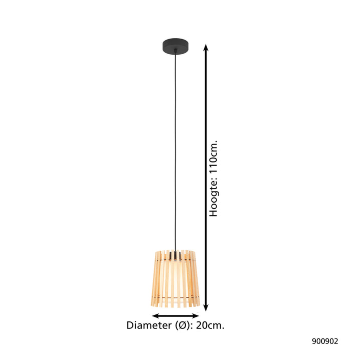 EGLO Fattoria Hanglamp - E27 - Ø 20 cm - Zwart|Bruin|Wit