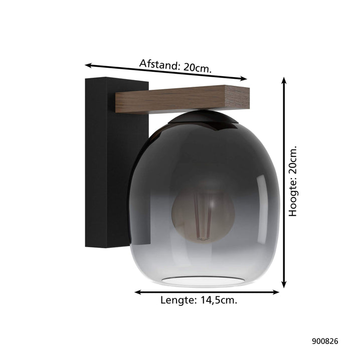 EGLO Filago Wandlamp - E27 - Bruin, zwart