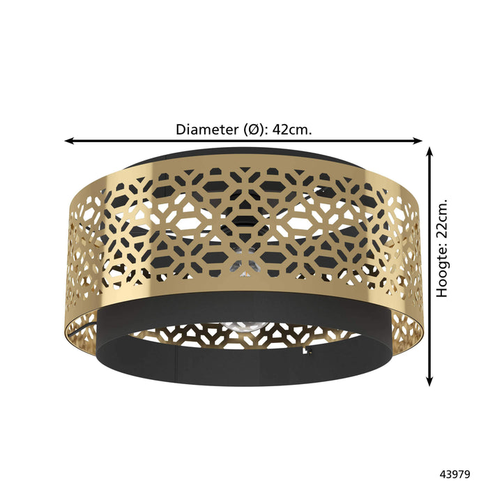 EGLO Sandbach Plafondlamp - E27 - Ø 42 cm - Zwart|Goud - Staal